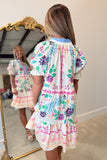 Umgee Floral Tiered Dress Cream