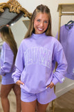 Lulu Mac Stitch Mockneck Terrycloth Top Lavender