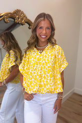 Spot On Bubble Hem Blouse Lemon