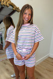 Ongoing Stripes Short Set Pink