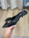 Corinne Pointed Toe Bow Accent Heel Black