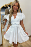 Double Bow Accented Dress White