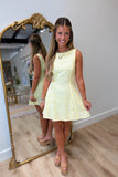 A Line Eyelet Mini Dress Yellow