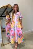 Sunny Side Social Midi Dress Pink Multi