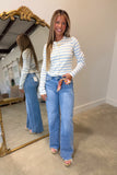 Spring Line Striped Cardigan Blue