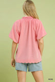 Umgee Split Neck Top Rose
