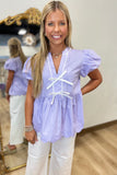 Sweet Bow Scallop Blouse Lilac