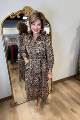 Boho Chic Paisley Shirt Dress Black