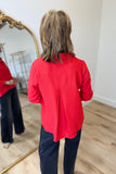 Boho Chic Split Neck Blouse Red