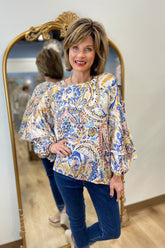 Paisley Printed Yoru Satin Top