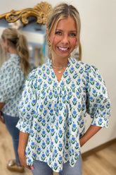 Field of Sunflowers Top Blue