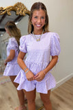 Six Months Later Gingham Short Set Purple