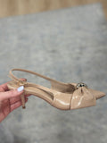 Corinne Pointed Toe Bow Accent Heel Beige