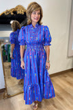 Umgee Puff Sleeve Dress Blue