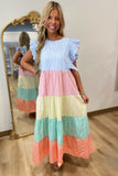 Color Rush Striped Maxi Dress Blue