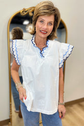 Umgee Ruffle Accent Top White