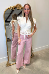 Forever Eyelet Peplum Top