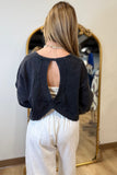 Cutout Back Fleece Sweatshirt Charcoal