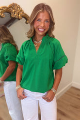 Umgee Pure Bliss Blouse Kelly Green