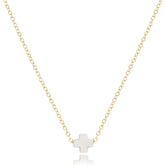 E Newton 16" Signature Cross Small Necklace Off White