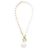 Chain Pearl Pendant Necklace