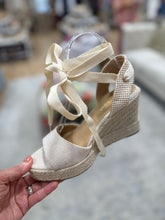 Ditch Espadrille Open Toe Wedge Beige Linen