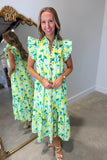 In Full Bloom Midi Dress Green