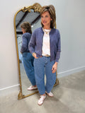 PBJ Full Zip Textured Cardigan Blue