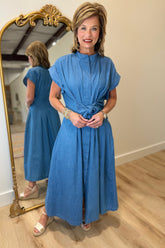 APNY Tie Front Dress Indigo