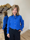 APNY Cropped Shirt W/ Ruffle Detail Dazzlin Blue