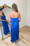 Seraphina Strapless Satin Dress Royal