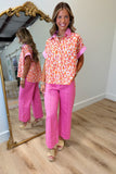 Lottie Wide Leg Pintuck Seam Pant Pink