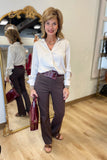 Renuar Textured Turn Up Cuff Blouse Oyster