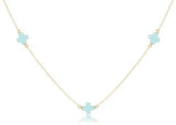 E Newton 15" Choker Simplicity Chain Gold Signature Cross Turquoise