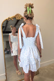 Bows Everywhere Shoulder Tie Dress Blue