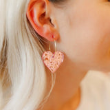Taylor Shaye Heart Hoops Pink Sequin