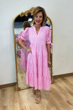 Spring Blessings Gingham Tiered Dress Pink