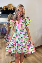 Flutter and Flow Dress Pink Green