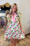 Flutter and Flow Dress Pink Green