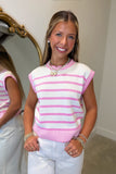 Horizontal Striped Vest Pink