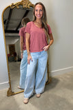 Renuar Wide Leg Bleached Denim Jean