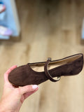Faye 4 Mary Janes Flat Brown Suede