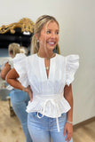 Graceful Breeze Peplum Poplin Top White