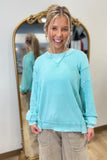 Spring Fever Thermal Knit Top Aqua