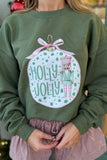 Holly Jolly Ornament Nutcracker Sweatshirt Green