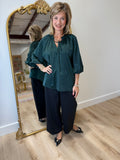 Boho Chic Animal Green Print Blouse