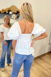 Sweetheart Bloom Puff Sleeve Top White