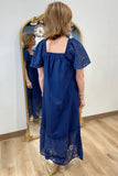 Mud Pie Conny Eyelet Maxi Dress Navy