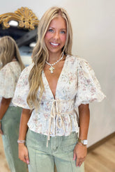 Wandering Petals Top Ivory