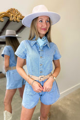 Rodeo Ready Romper Light Blue